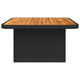 Table de jardin noir 80x80x71 cm résine tressée et bois acacia