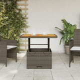 Table de jardin gris 80x80x71 cm résine tressée et bois acacia