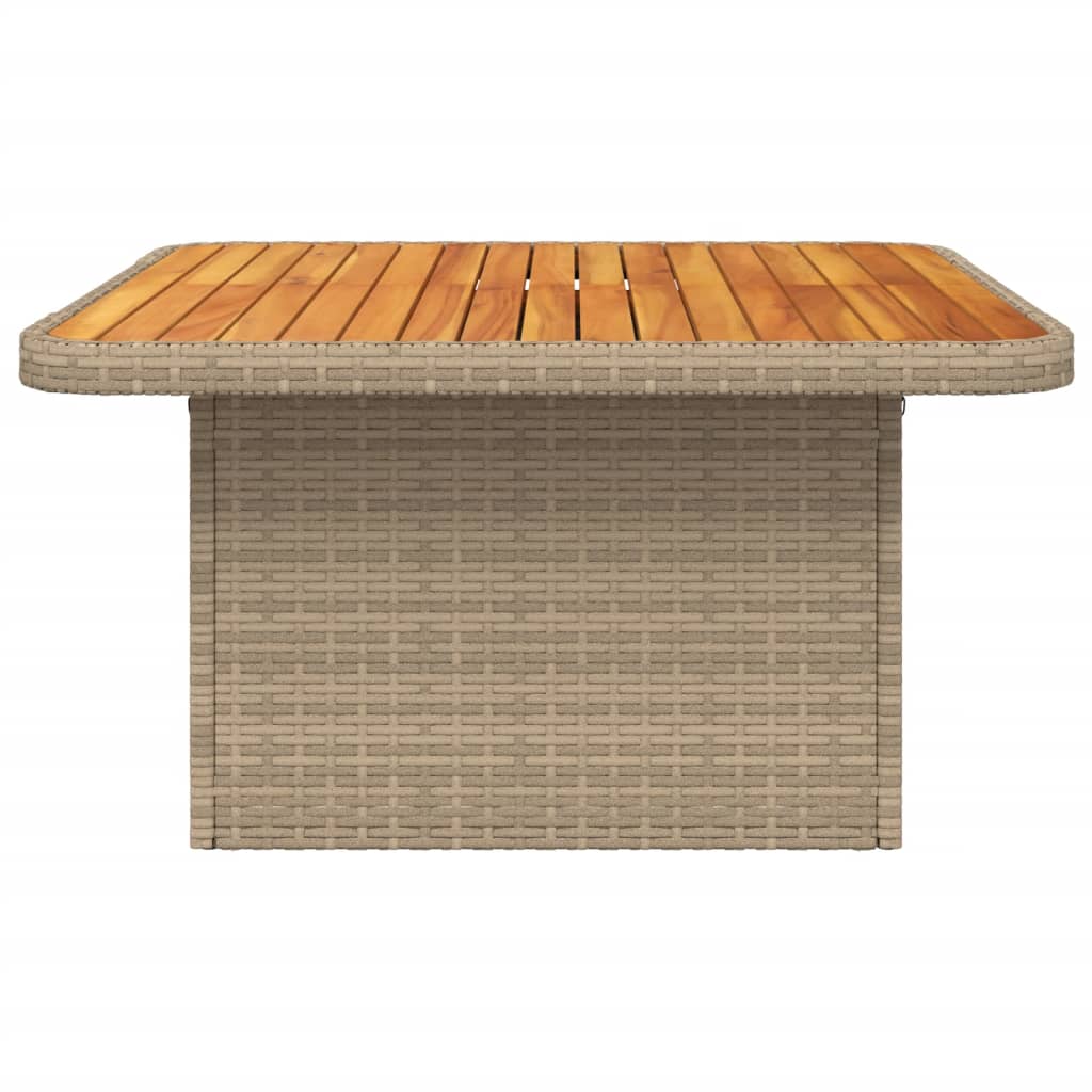 Table de jardin beige 80x80x71 cm résine tressée et bois acacia