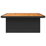 Table de jardin noir 110x110x71cm résine tressée et bois acacia