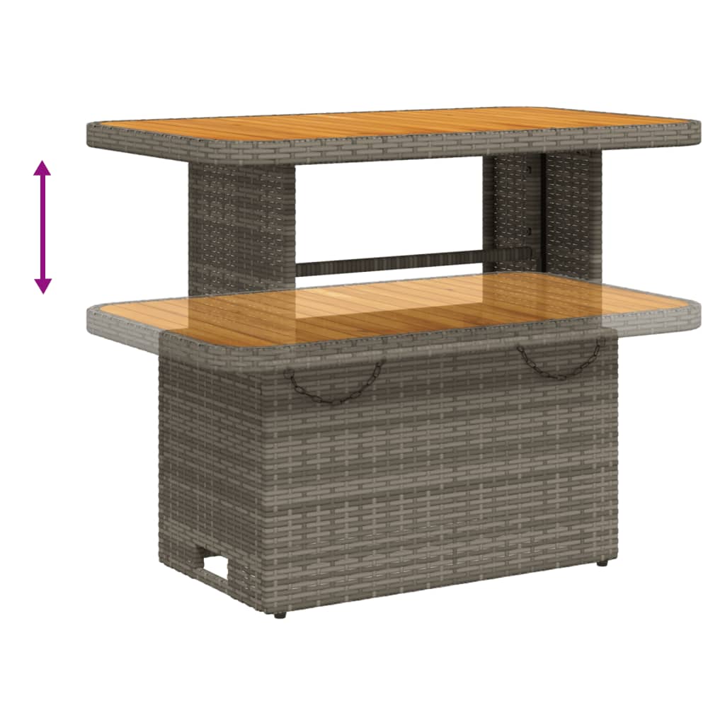 Table de jardin gris 90x55x71cm Résine tressée et bois d'acacia