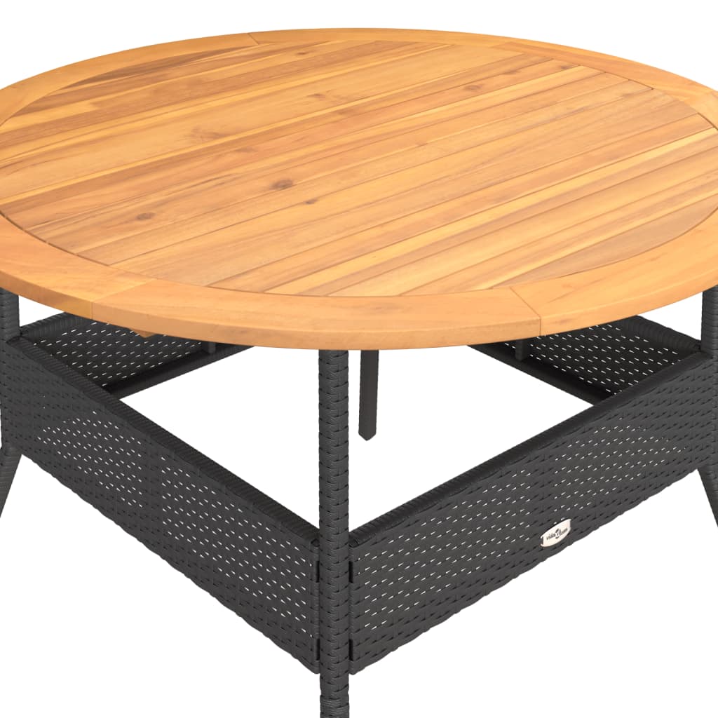 Table de jardin et dessus en bois d'acacia noir résine tressée