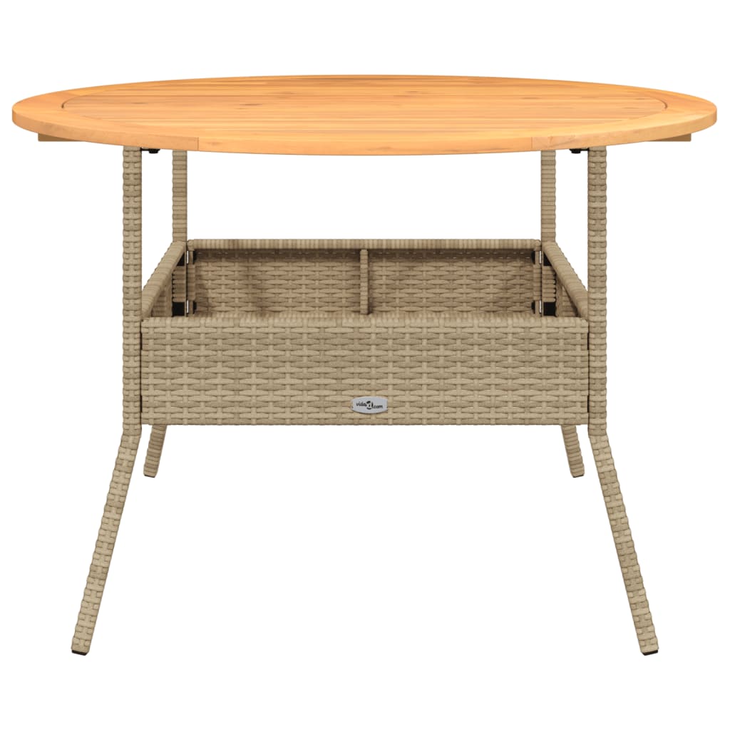 Table de jardin et dessus en bois d'acacia beige résine tressée