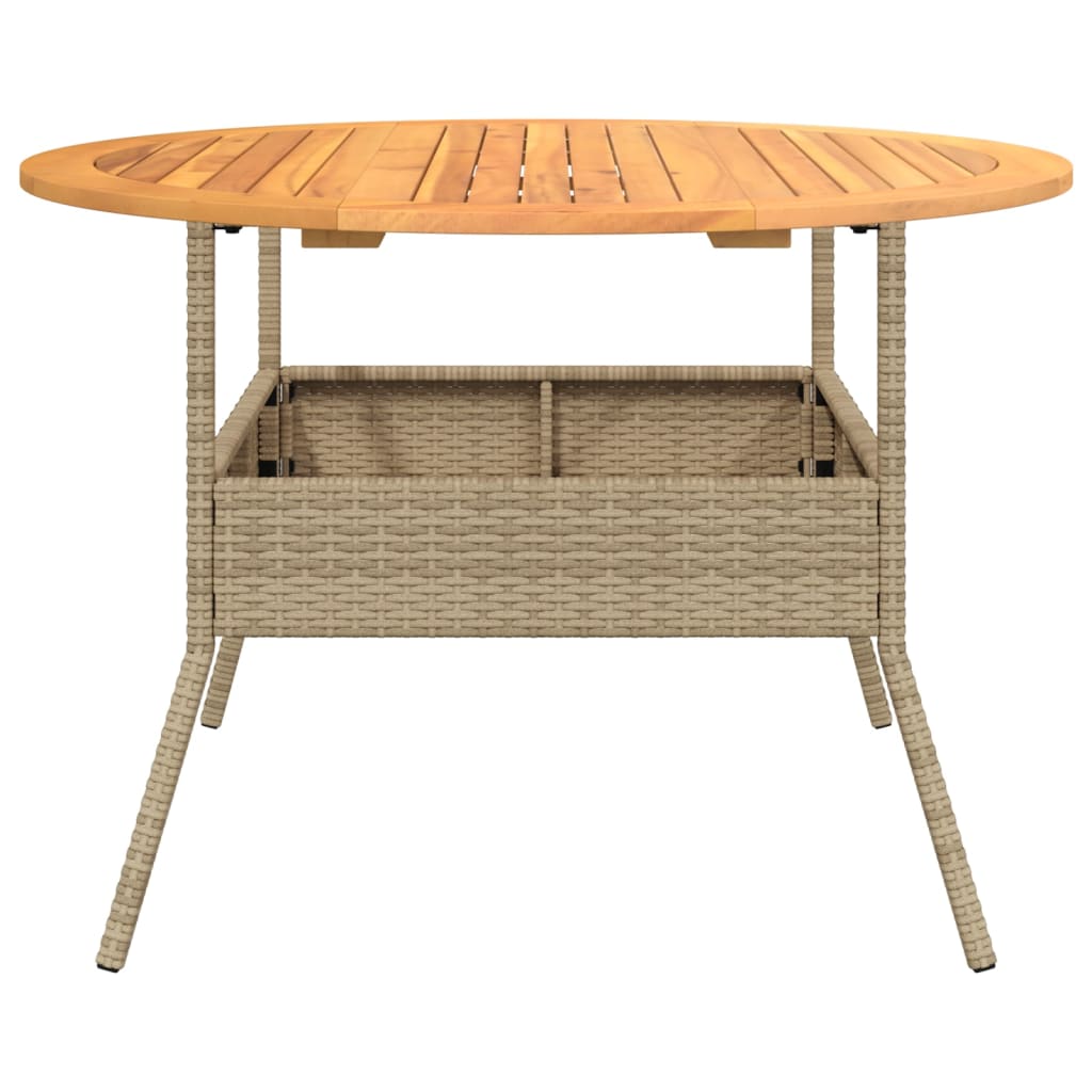 Table de jardin et dessus en bois d'acacia beige résine tressée