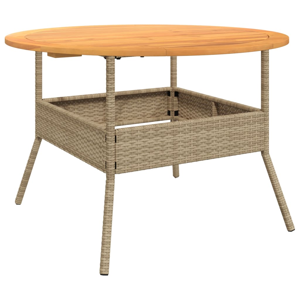 Table de jardin et dessus en bois d'acacia beige résine tressée