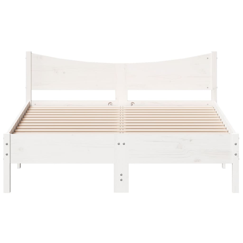 Bed frame without mattress white 140x200 cm solid pine wood