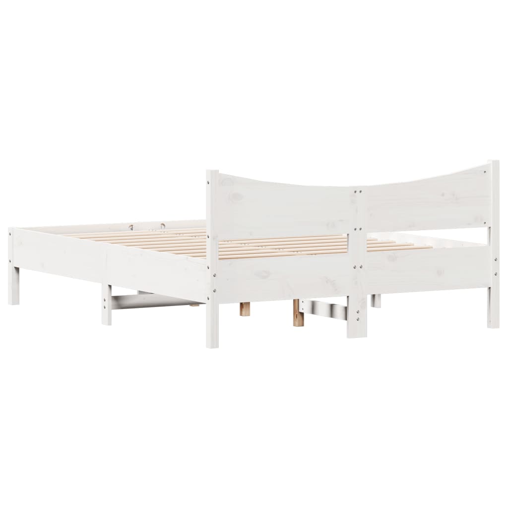 Bed frame without mattress white 140x200 cm solid pine wood