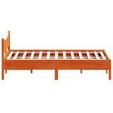 Bed frame without mattress brown wax 140x200cm solid pine wood