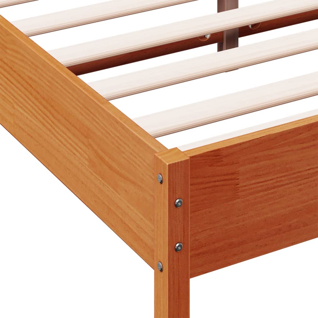 Cadre de lit sans matelas cire marron 140x200cm bois pin massif