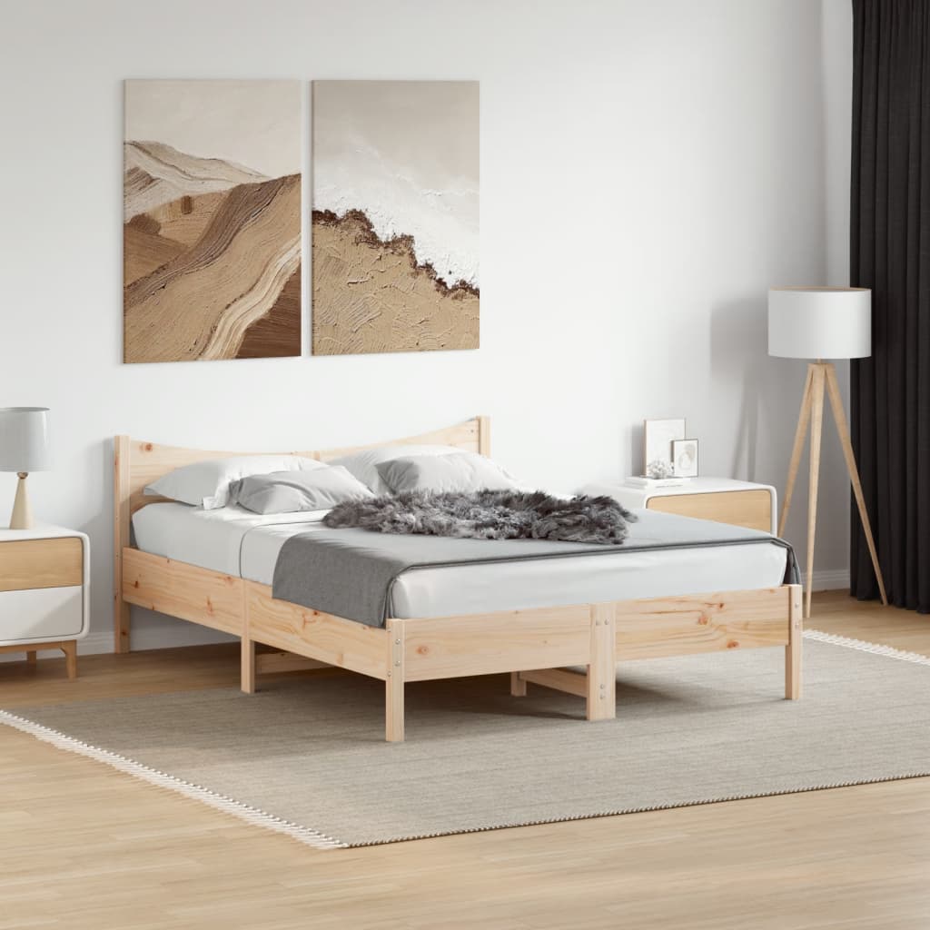 Bed frame without mattress 120x200 cm solid pine wood