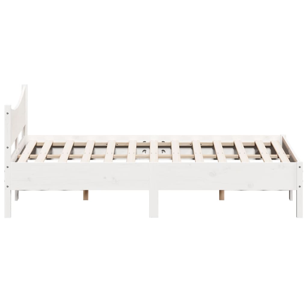 Bed frame without mattress white 120x200 cm solid pine wood