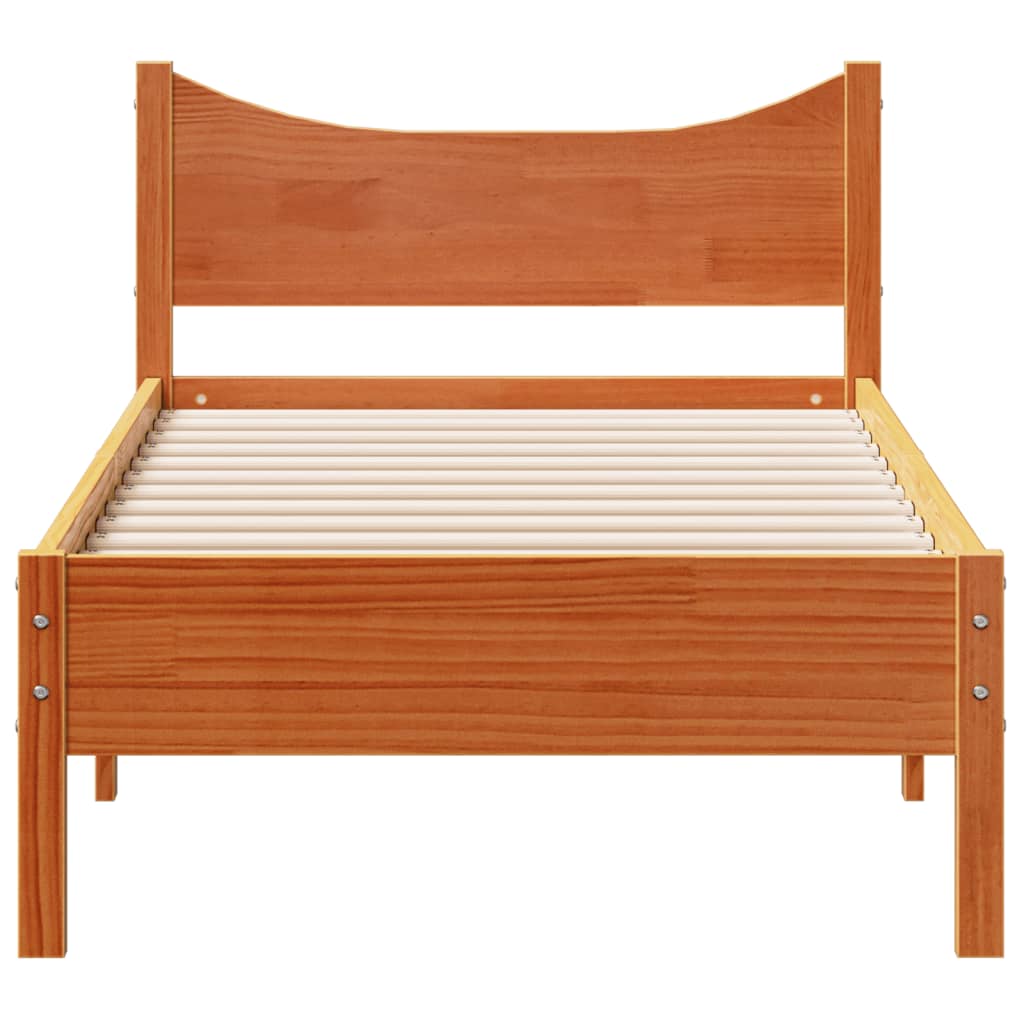 Cadre de lit sans matelas cire marron 100x200cm bois pin massif