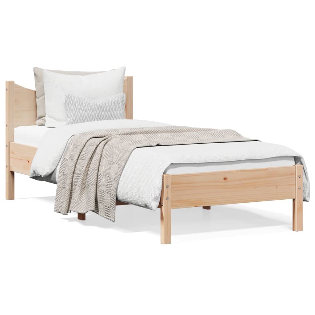 Bed frame without mattress 90x200 cm solid pine wood