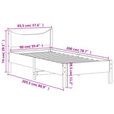 Bed frame without mattress 90x200 cm solid pine wood