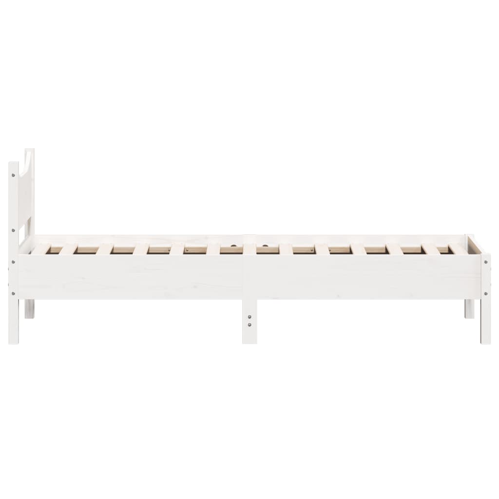 Bed frame without mattress white 90x200 cm solid pine wood