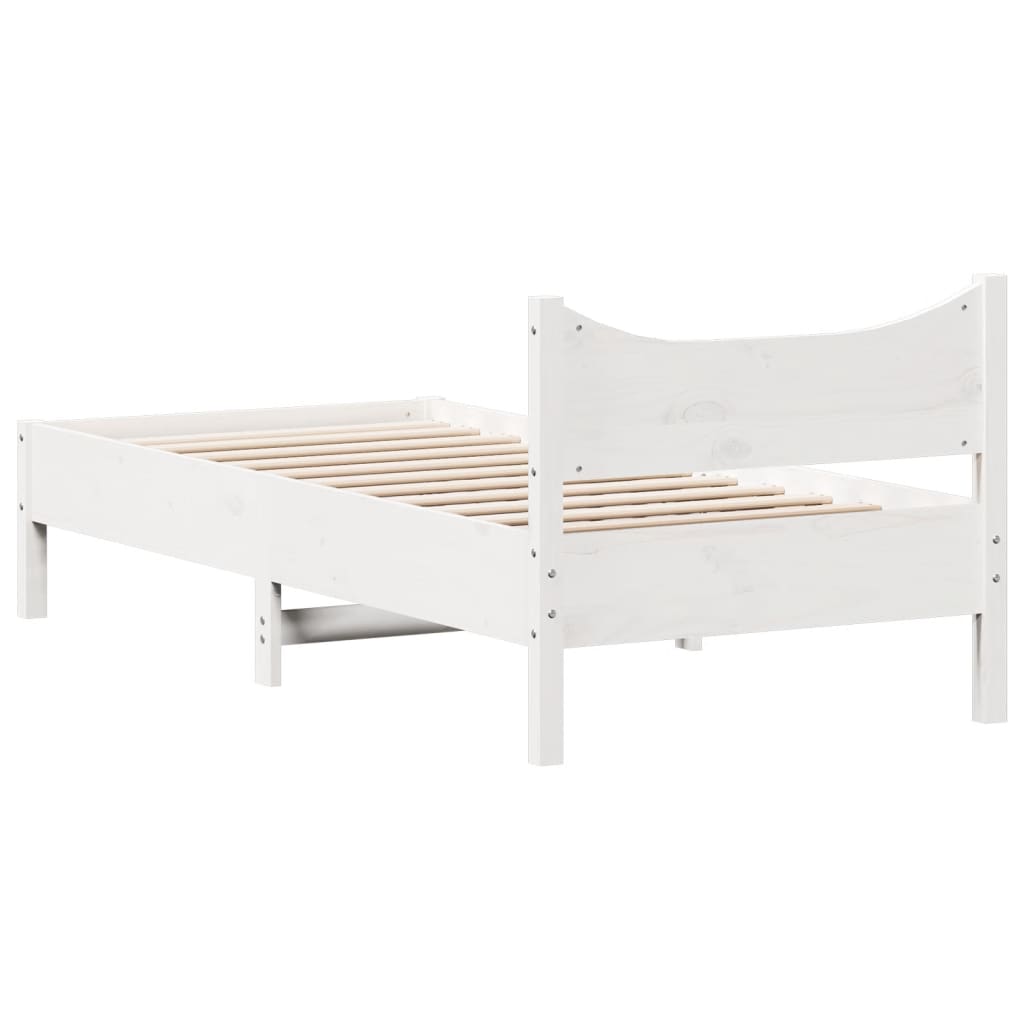 Bed frame without mattress white 90x200 cm solid pine wood