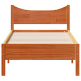 Bed frame without mattress brown wax 90x200 cm solid pine wood