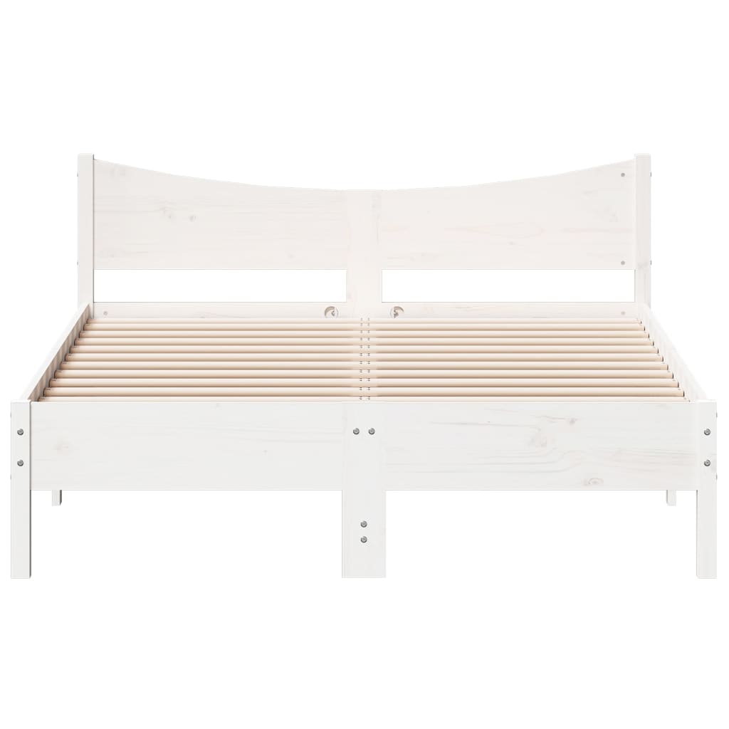 Bed frame without white mattress 140x190 cm solid pine wood