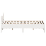 Bed frame without white mattress 140x190 cm solid pine wood