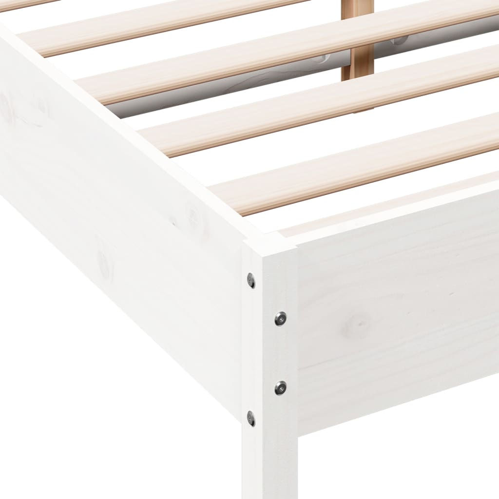 Cadre de lit sans matelas blanc 140x190 cm bois de pin massif