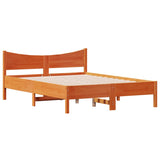 Cadre de lit sans matelas cire marron 140x190cm bois pin massif