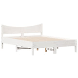 Cadre de lit sans matelas blanc 135x190 cm bois de pin massif