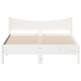 Cadre de lit sans matelas blanc 135x190 cm bois de pin massif