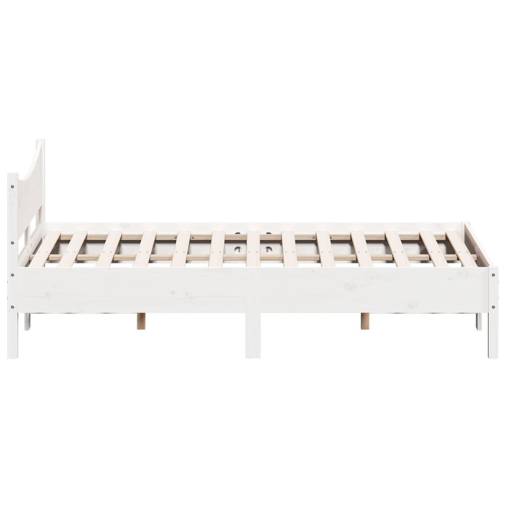 Bed frame without mattress white 135x190 cm solid pine wood