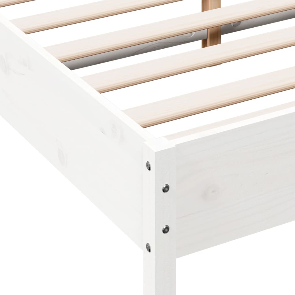 Bed frame without white mattress 120x190 cm solid pine wood