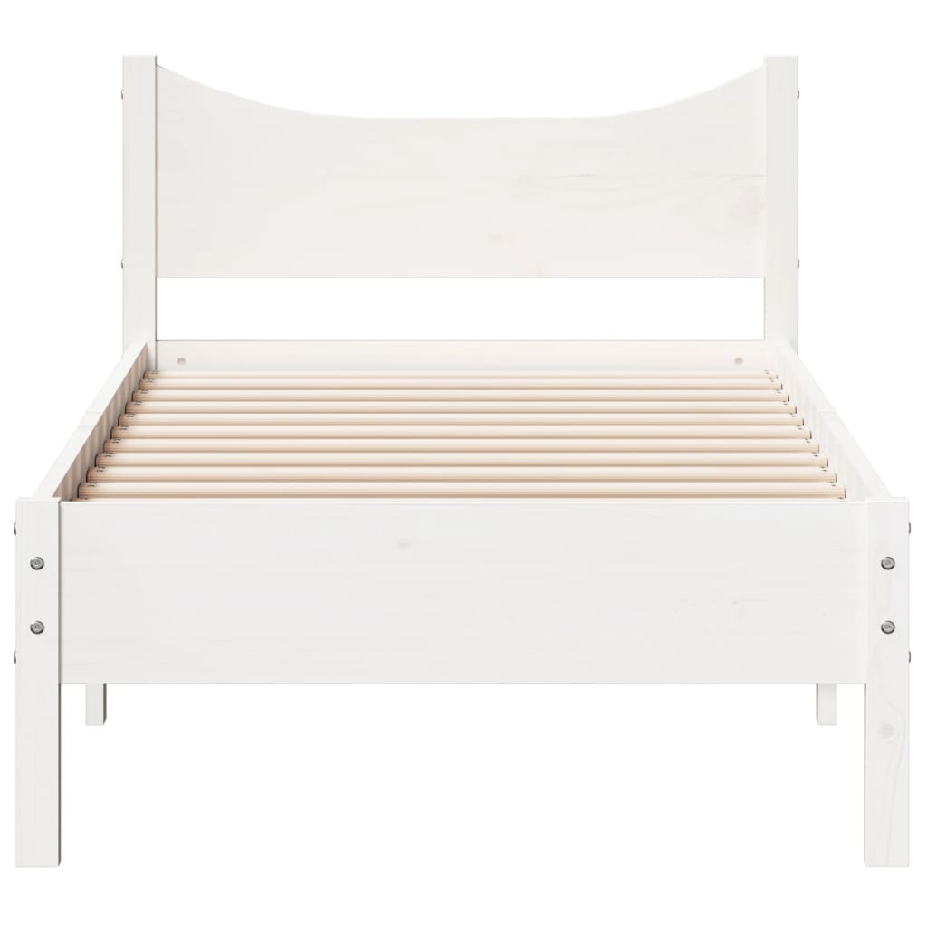 Bed frame without white mattress 75x190 cm solid pine wood