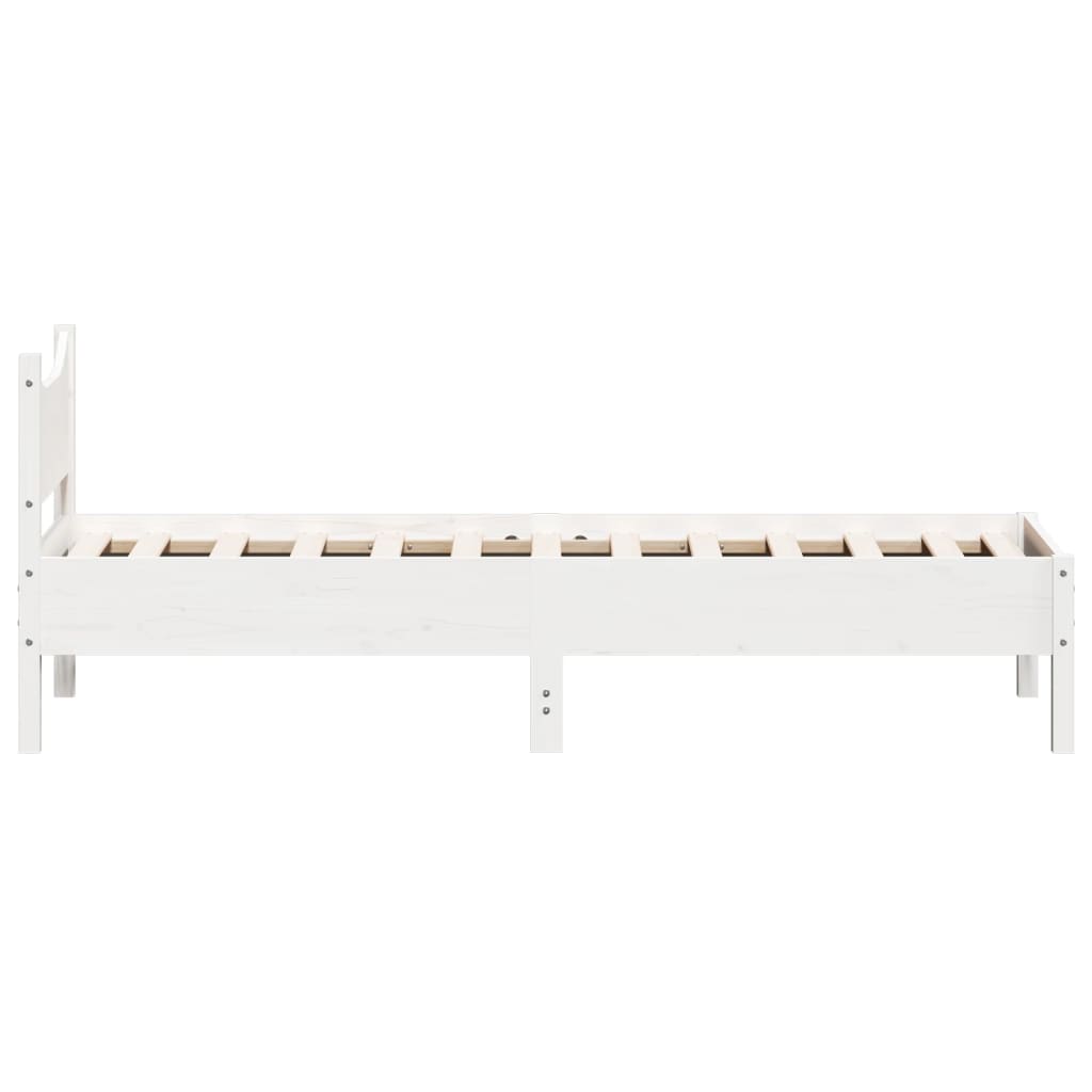 Bed frame without white mattress 75x190 cm solid pine wood