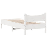 Bed frame without white mattress 75x190 cm solid pine wood