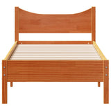 Cadre de lit sans matelas cire marron 75x190 cm bois pin massif