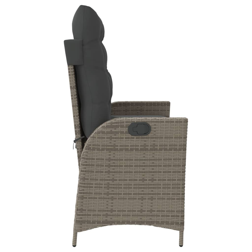 Banc inclinable de jardin avec coussins gris résine tressée