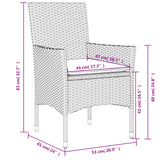 Chaises de jardin avec coussins lot de 2 gris résine tressée