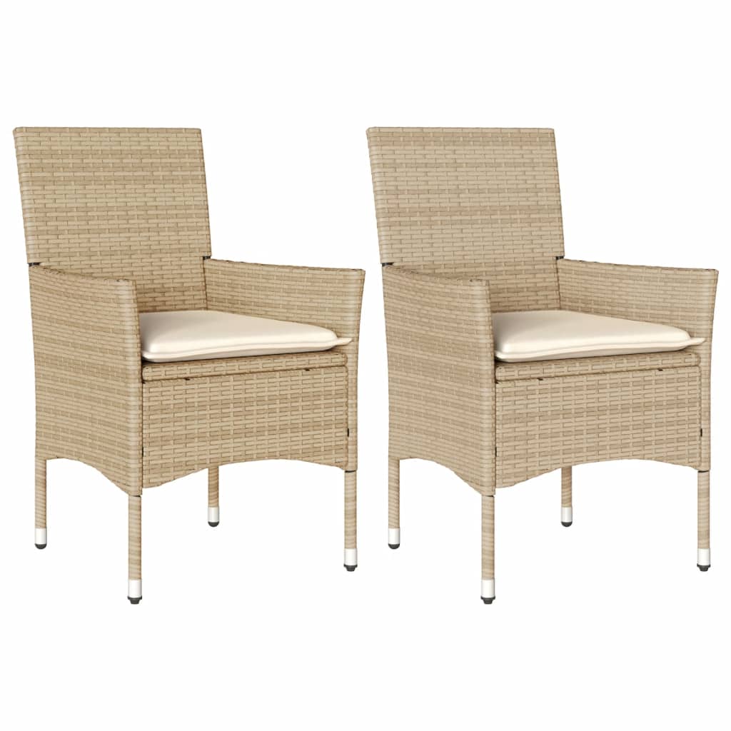 Chaises de jardin avec coussins lot de 2 beige résine tressée