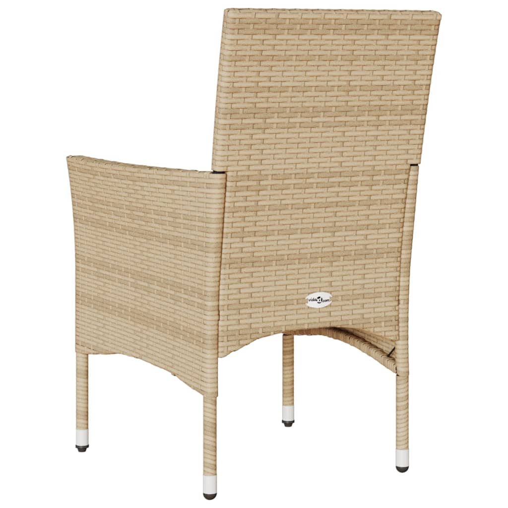 Chaises de jardin avec coussins lot de 2 beige résine tressée