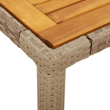 Table de jardin beige 90x90x75 cm résine tressée et bois acacia