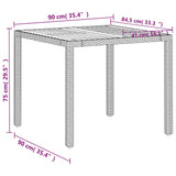 Table de jardin beige 90x90x75 cm résine tressée et bois acacia