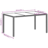 Table de jardin dessus en verre gris clair résine tressée