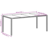 Table de jardin avec dessus en verre blanc résine tressée