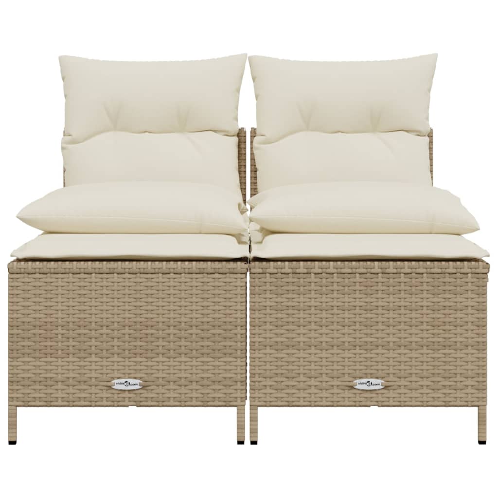 Salon de jardin avec coussins 4 pcs beige résine tressée