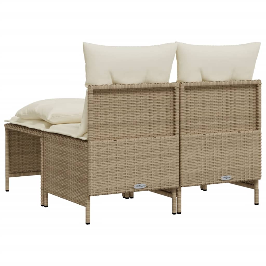 Salon de jardin avec coussins 4 pcs beige résine tressée