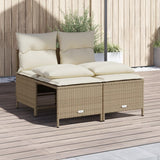 Salon de jardin avec coussins 4 pcs beige résine tressée