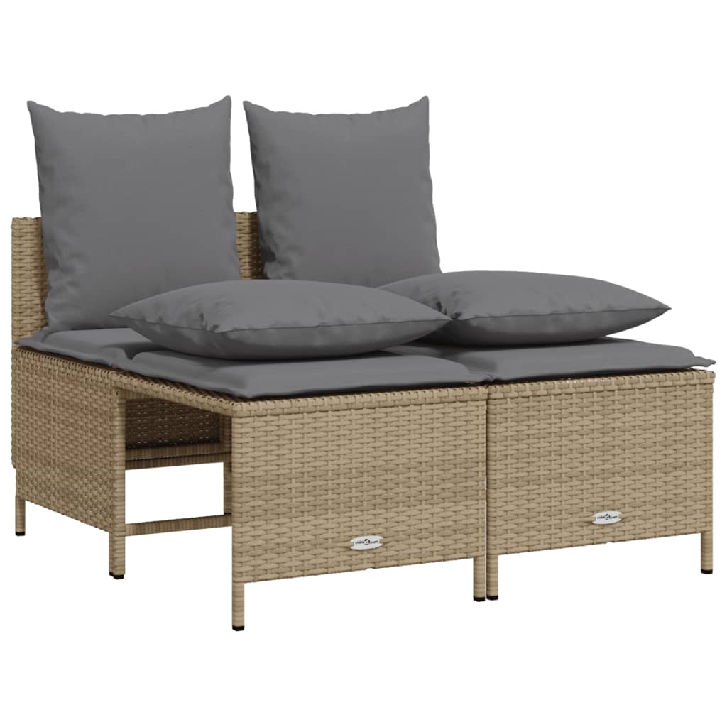 Salon de jardin avec coussins 4 pcs beige résine tressée