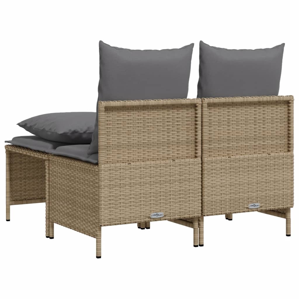 Salon de jardin avec coussins 4 pcs beige résine tressée