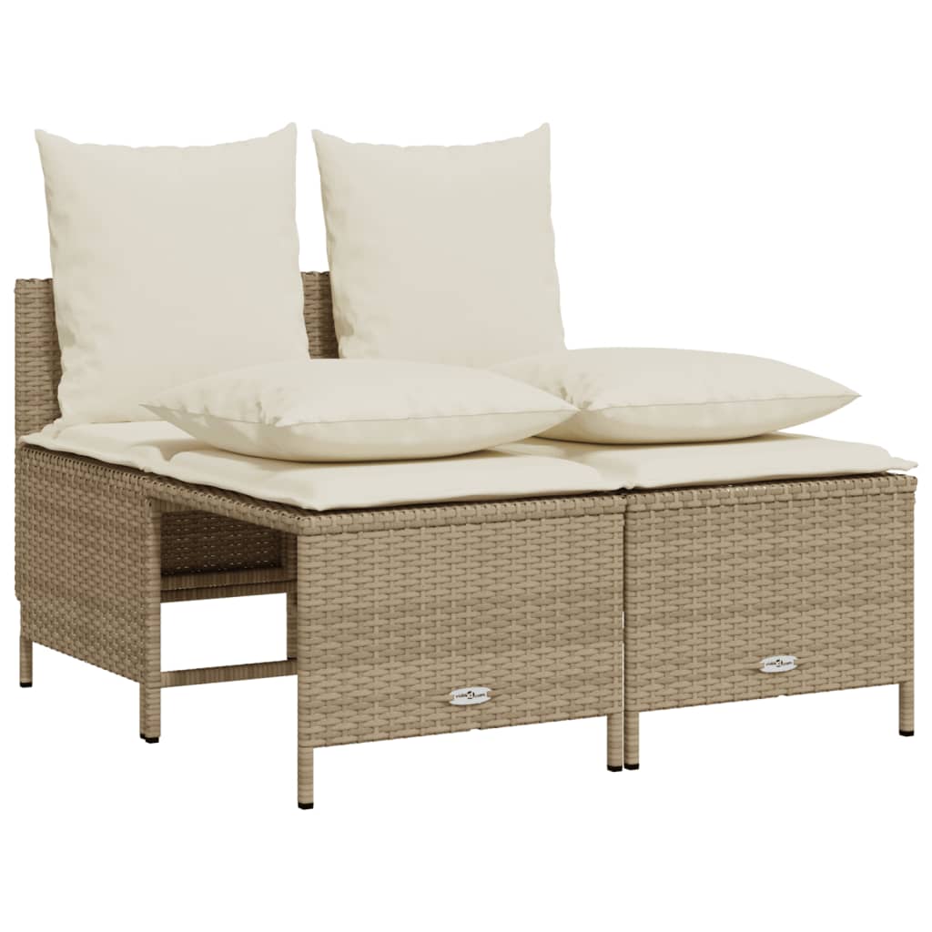 Salon de jardin avec coussins 4 pcs beige résine tressée