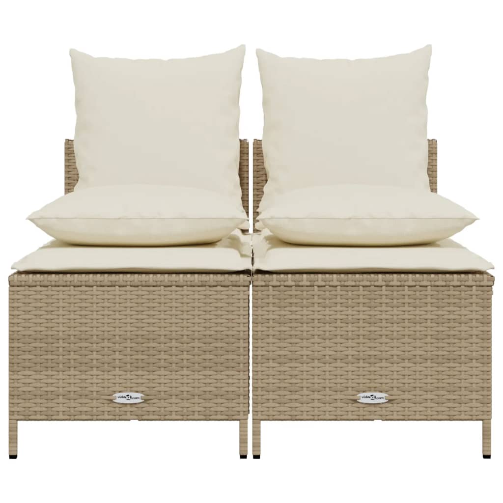 Salon de jardin avec coussins 4 pcs beige résine tressée