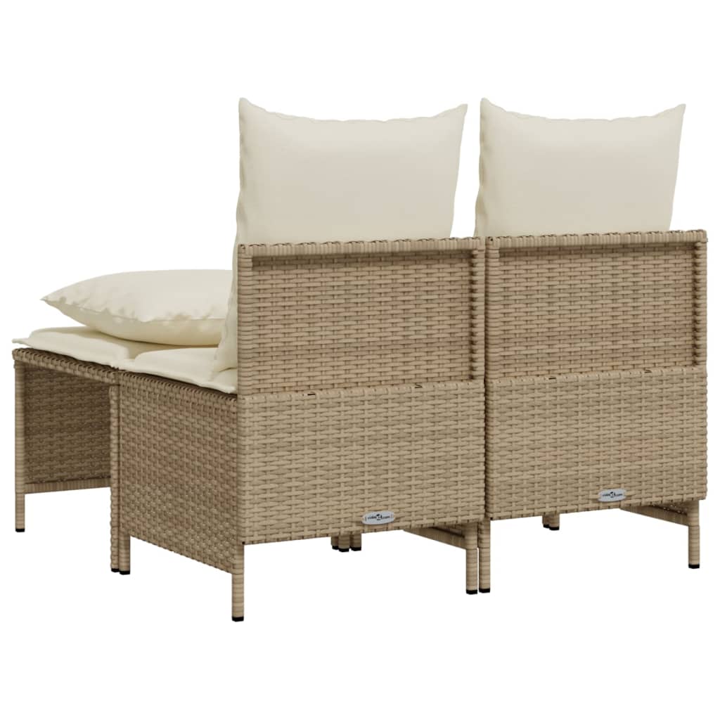 Salon de jardin avec coussins 4 pcs beige résine tressée