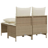 Salon de jardin avec coussins 4 pcs beige résine tressée